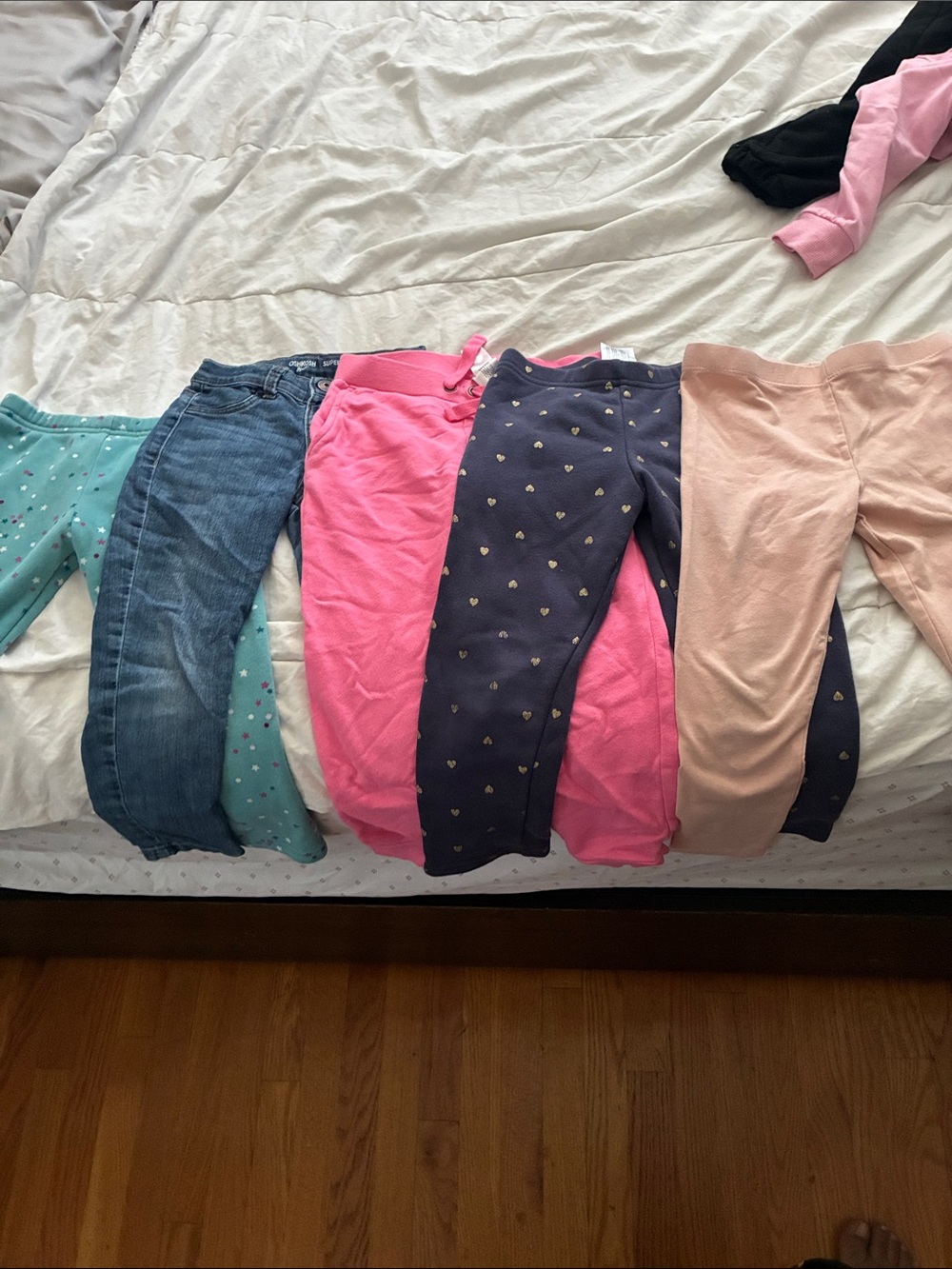 Girls' Assorted Pink and Navy Heart Print Leggings and Pants